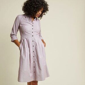 Modcloth Broadcast Coordinator Shirt Dress - Purple Striping